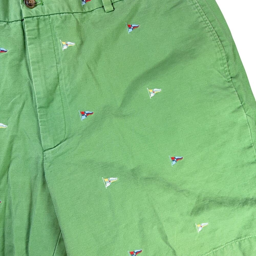 Vintage Brooks Brothers Chino Shorts Men 40 (tag reads 42) Green Flags Nautical